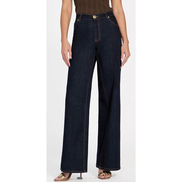 New Marciano By Guess Kylie Relaxed Denim Wide Leg Pants Dark Jeans 25 x 34 - Picture 1 of 15